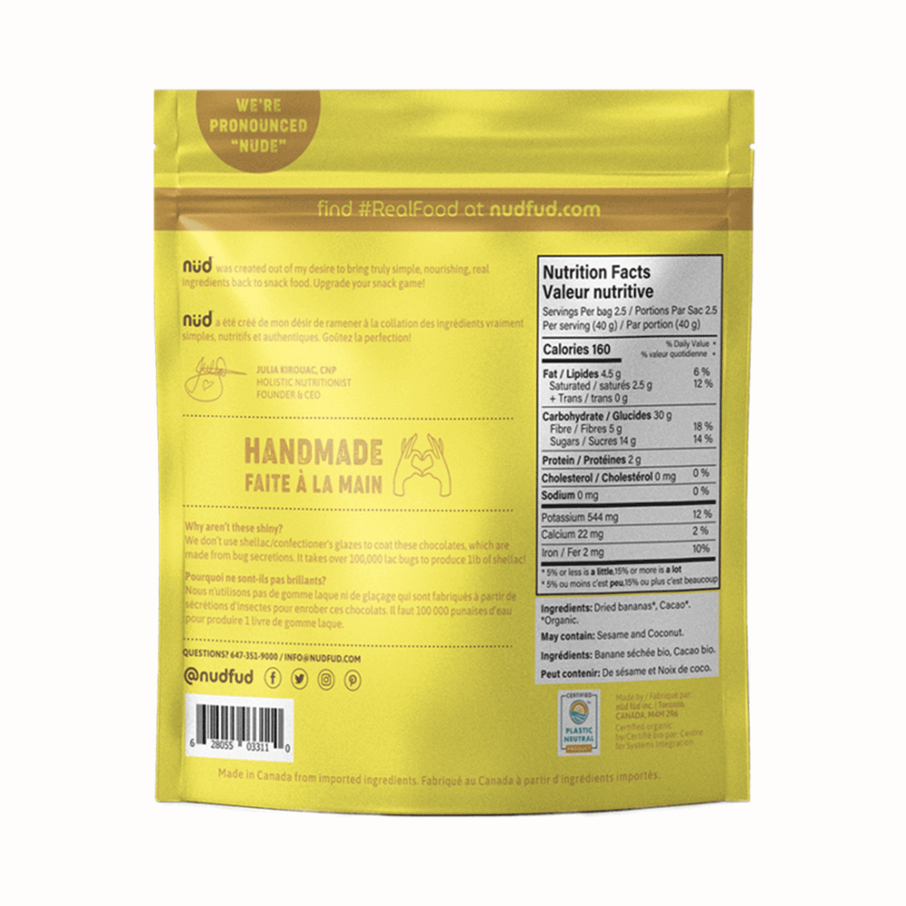 Nud Chocolate Covered Chewy Bananas, 100g