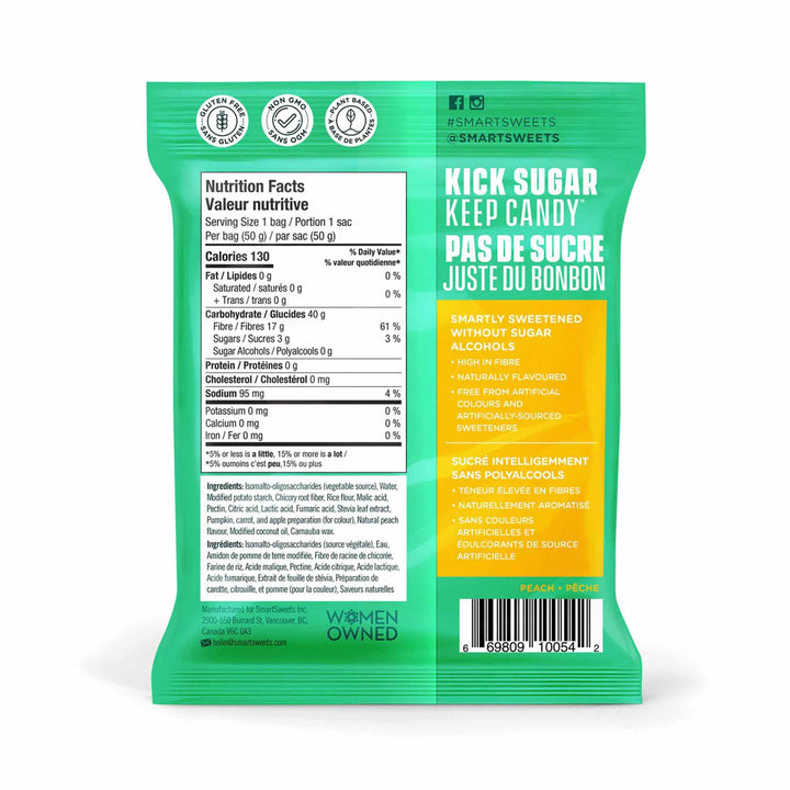 SmartSweets Low Sugar Tangy Peach Rings, 50g