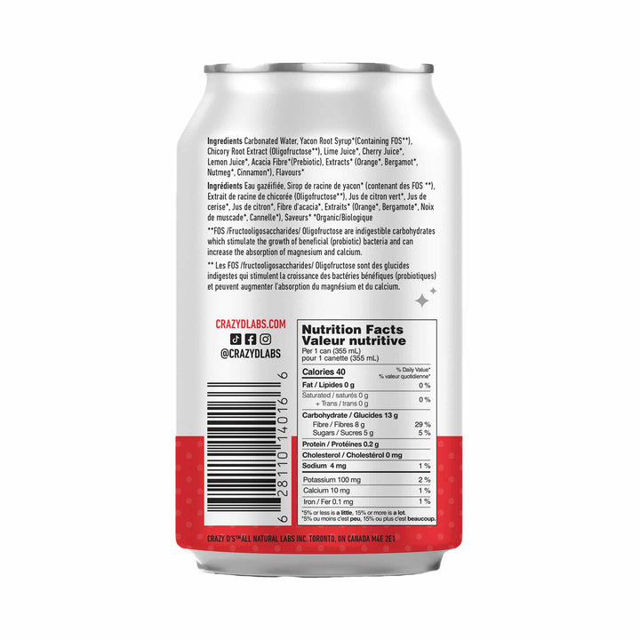 Crazy D's Rockin' Rolla Cherry Cola Sparkling Prebiotic, 4x355ml
