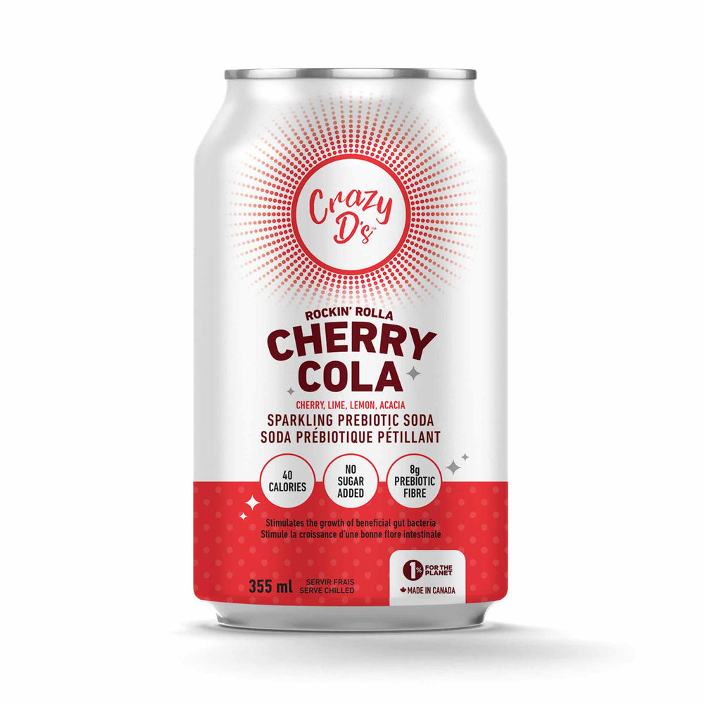 Crazy D's Rockin' Rolla Cherry Cola Sparkling Prebiotic, 4x355ml