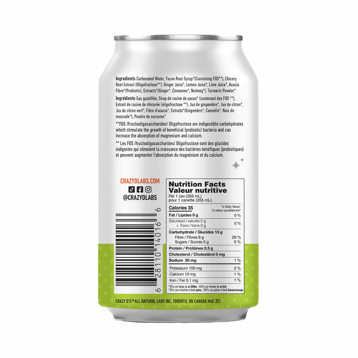 Crazy D's Ginga' Kick Sparkling Prebiotic, 4x355ml