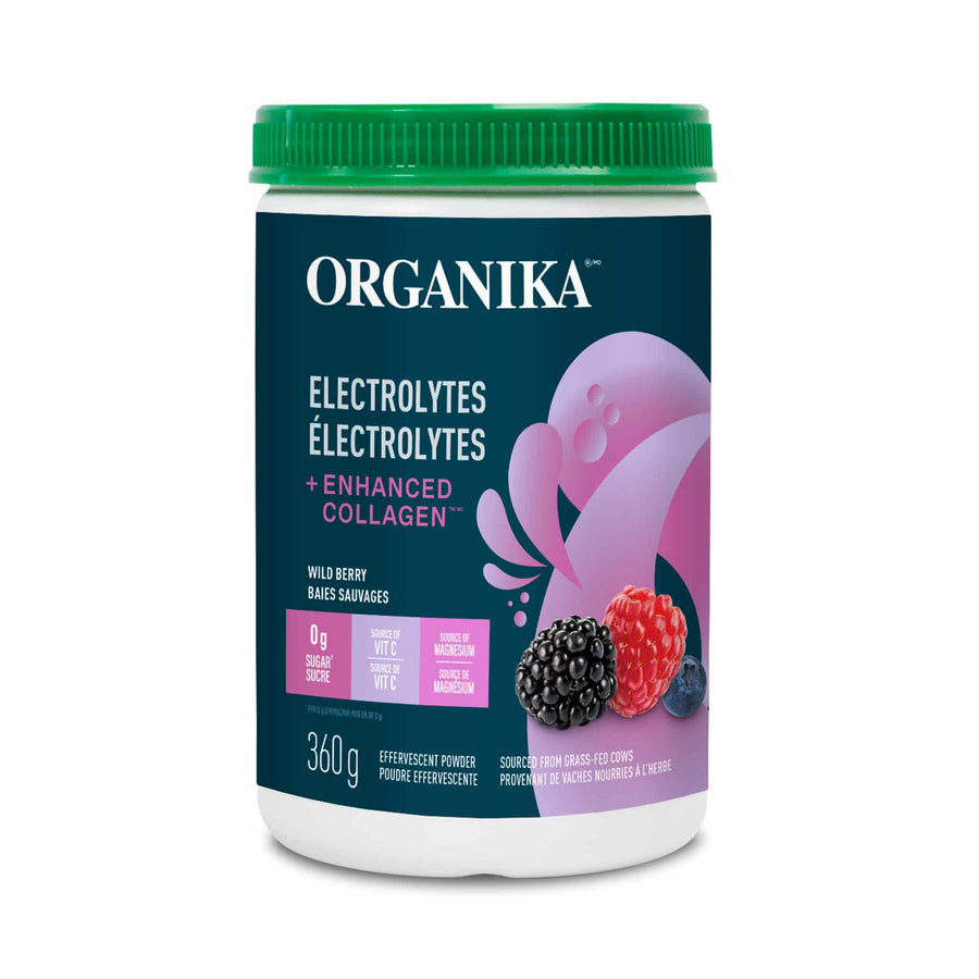 Organika Effervescent Electrolytes + Enhanced Collagen - Wild Berry, 360g