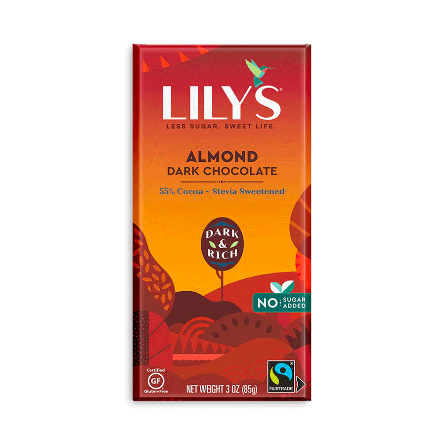 Lily's Sweets Dark Chocolate Style Bar - Almond (55% Cocoa), 85g