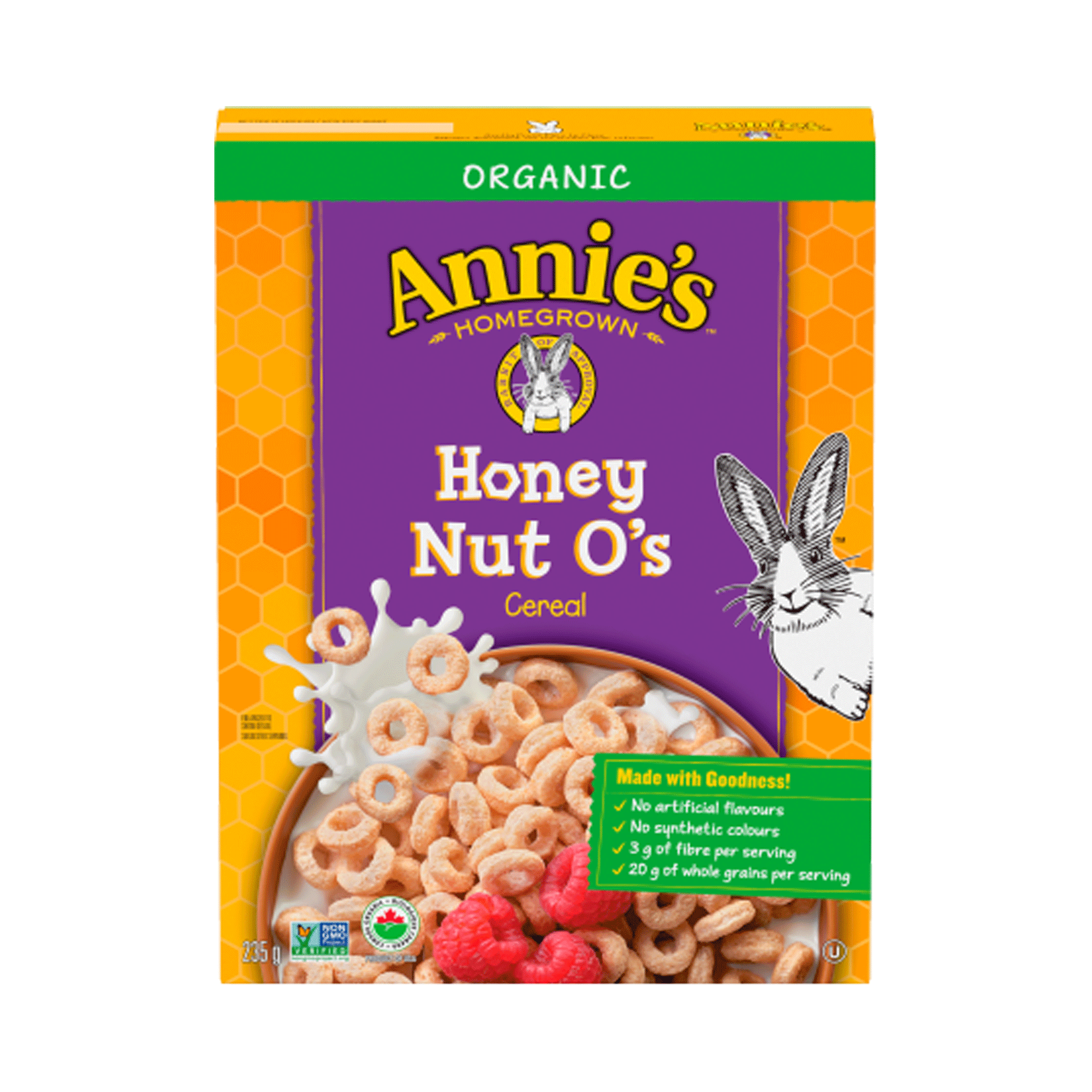 Annie's Organic Honey Nut O's Breakfast Cereal, Whole Grain - 235 g