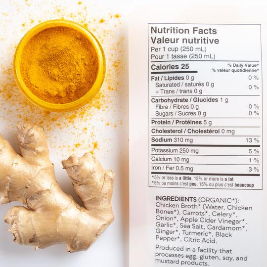 Organic Turmeric & Ginger Chicken Bone Broth, 500ml