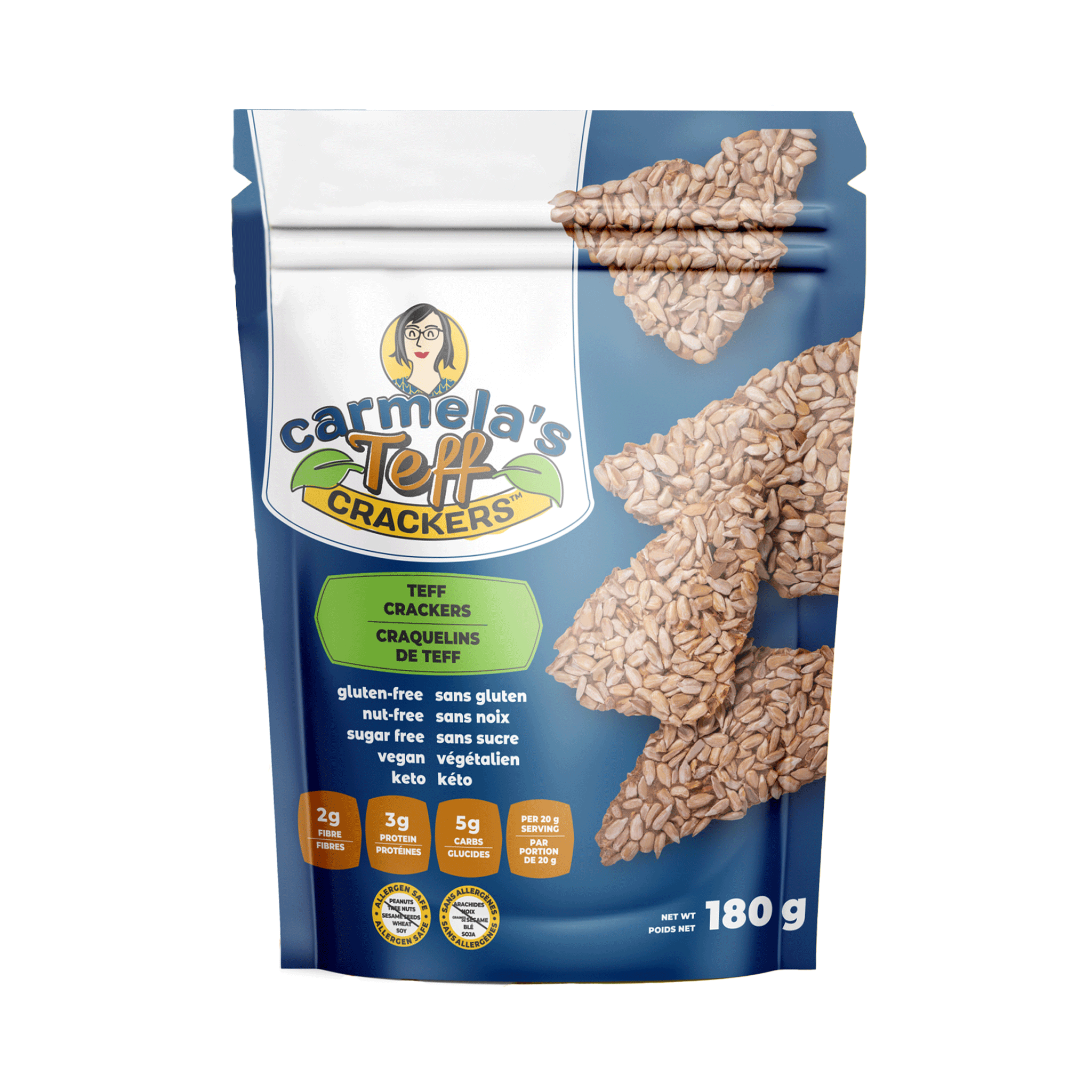 Carmela's Teff Crackers, 180g – Rise Market