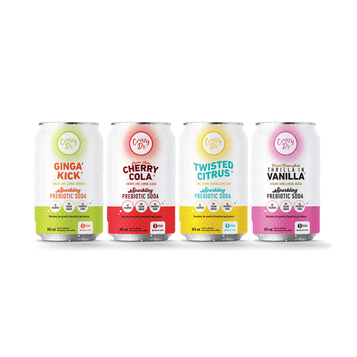 Crazy D's Rockin' Rolla Cherry Cola Sparkling Prebiotic, 4x355ml