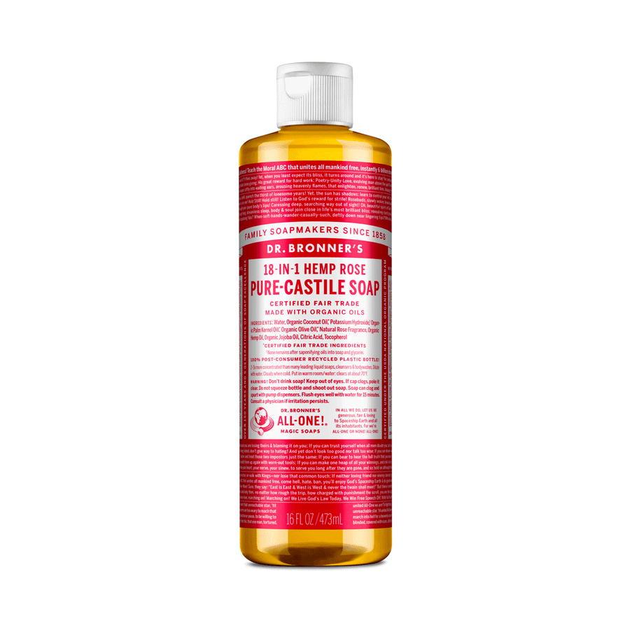 Dr. Bronner's Organic 18-In-1 Pure Castille Soap - Rose, 473ml