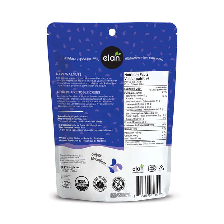 Elan Organic Raw Walnuts, 150g
