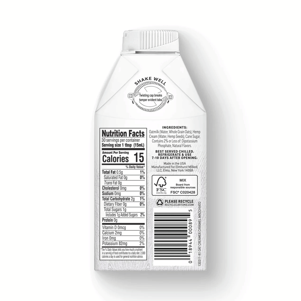 Elmhurst Caramel Macchiato Oat Creamer, 473ml