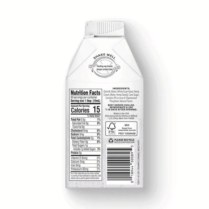Elmhurst Caramel Macchiato Oat Creamer, 473ml