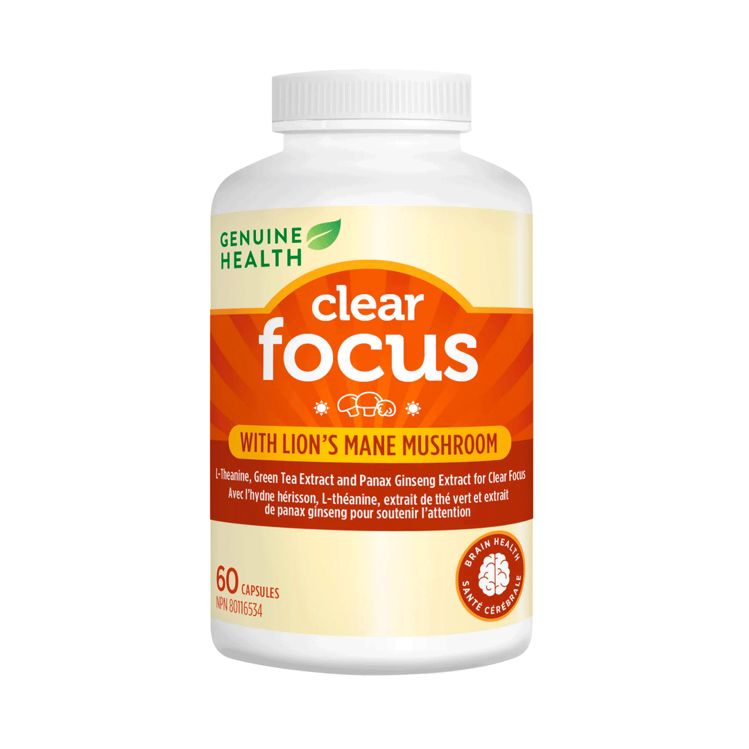Genuine Health Clear Focus With Lion's Mane Mushroom, 60 Capsules