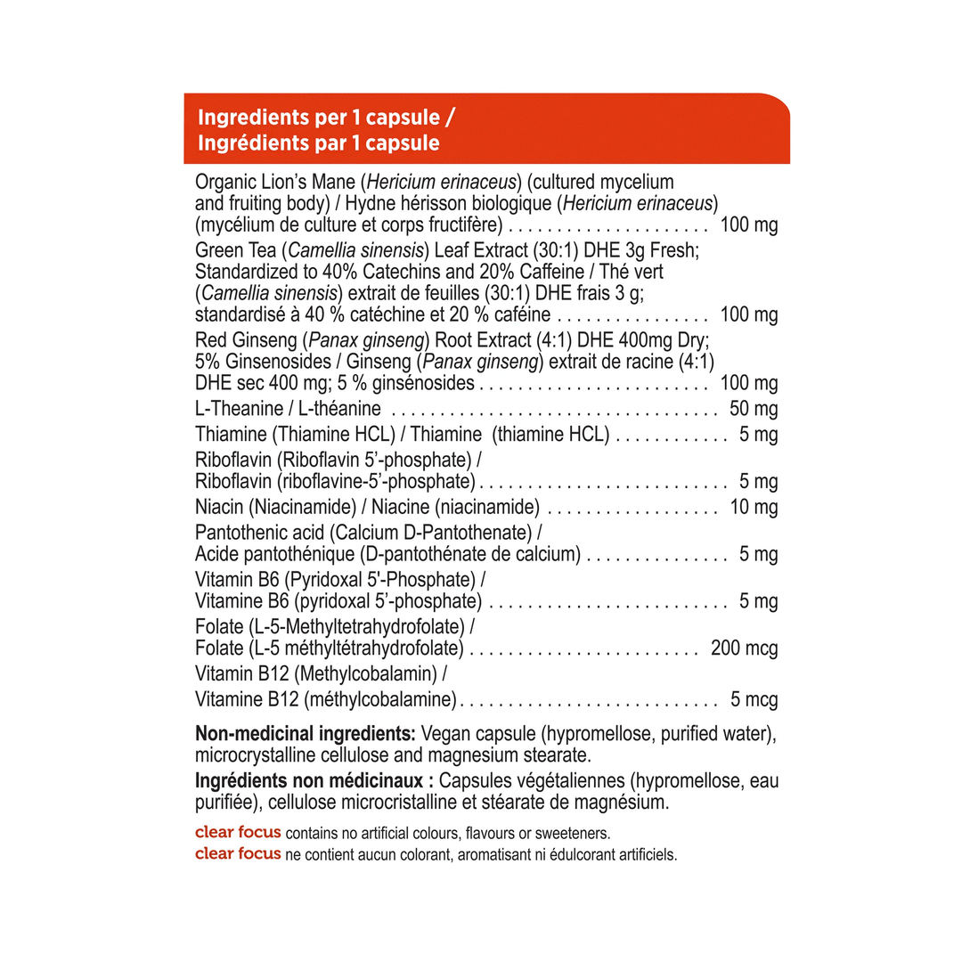 Genuine Health Clear Focus With Lion's Mane Mushroom, 60 Capsules