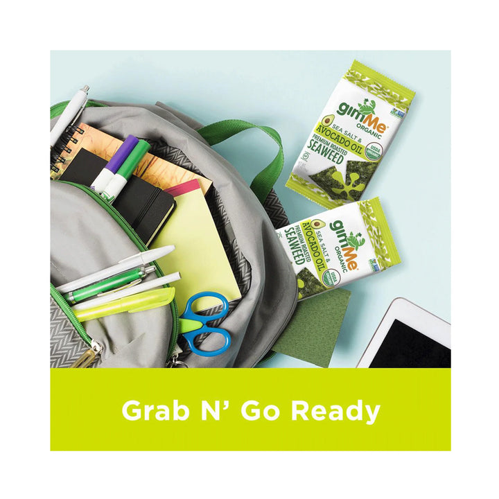 GimMe Organic Sea Salt & Avocado Oil Roasted Seaweed Snacks, 6x10g