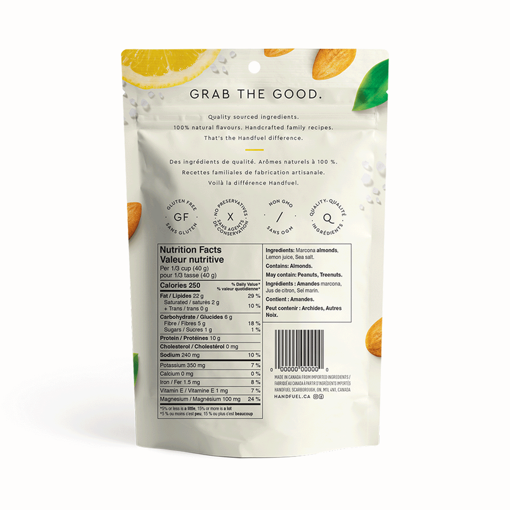 Handfuel Lemon Marcona Almonds, 150g