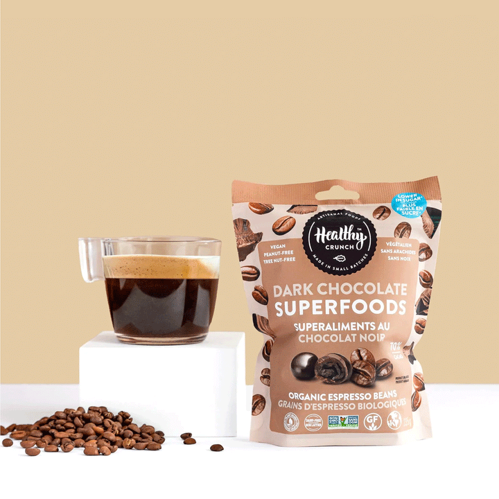 Healthy Crunch Dark Chocolate Superfoods - Organic Espresso Coffee Beans, 235g