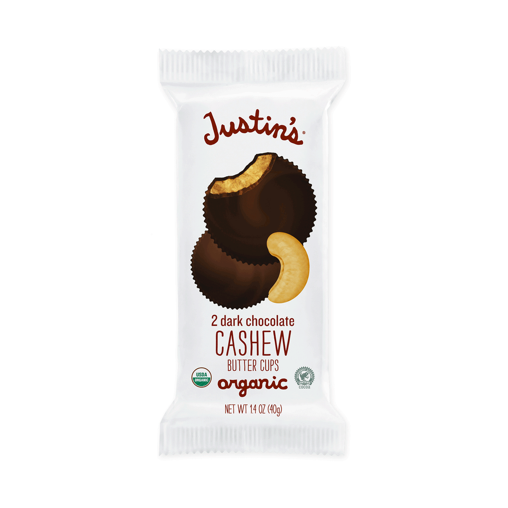 Justin's Organic Dark Chocolate Cashew Butter Cups , 2-Pack (40g)