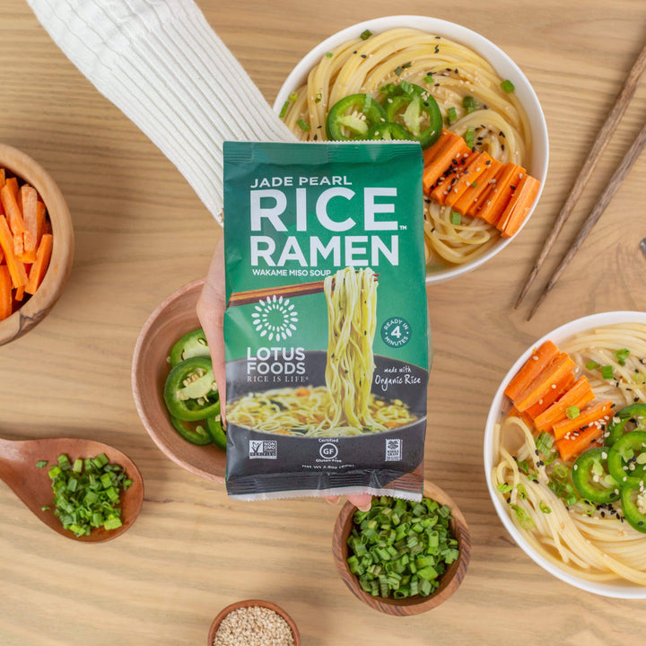 Lotus Foods Jade Pearl Rice Ramen With Wakame Miso Soup, 10x80g
