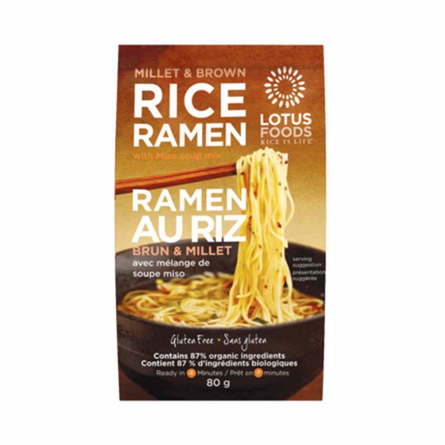 Lotus Foods Millet & Brown Rice Ramen With Red Miso Soup, 10X80g