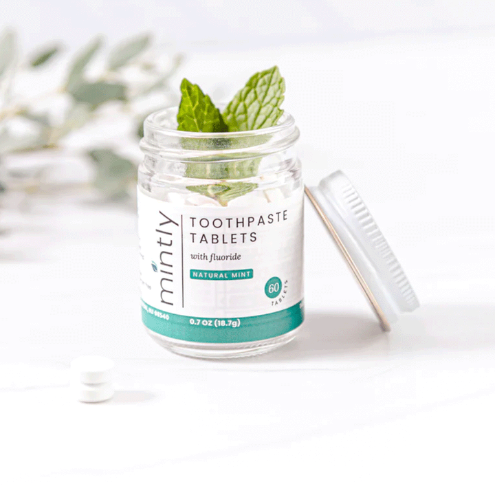 Mintly Toothpaste Tablets With Fluoride - Natural Mint, 1-Month Supply (60 Tablets)