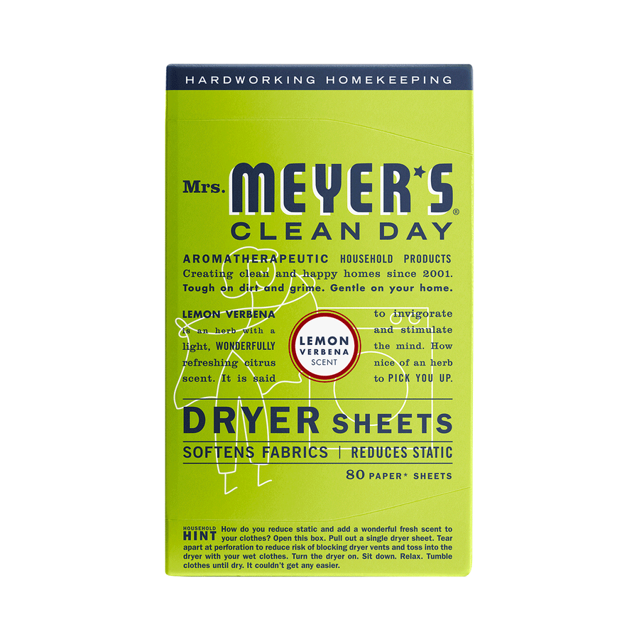 Mrs. Meyers Lemon Verbena Dryer Sheets, 80 Count