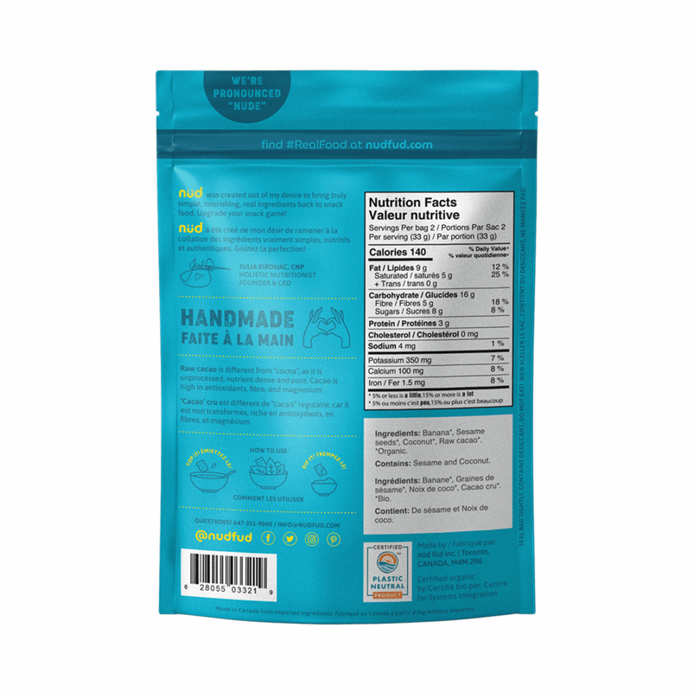 Nud Cacao Banana Crisps, 66g
