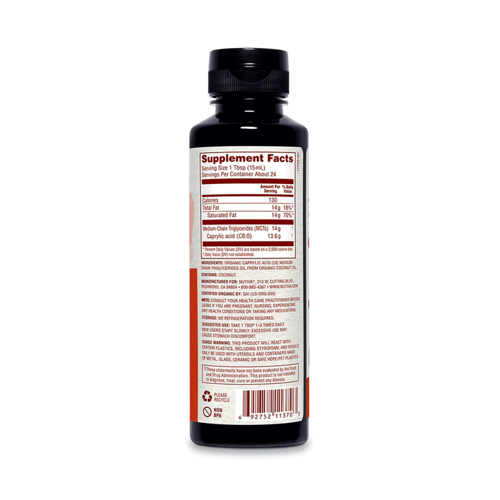 Nutiva Organic C8 MCT Oil, 355ml