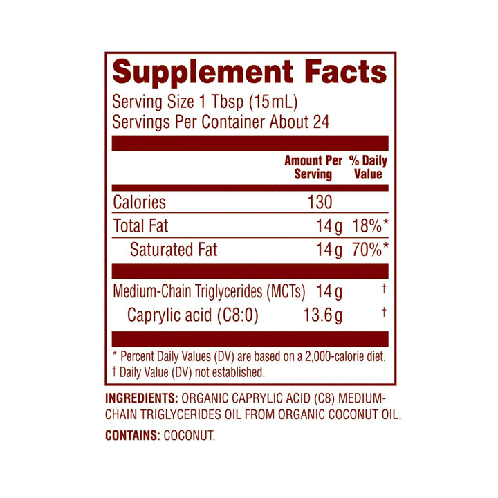 Nutiva Organic C8 MCT Oil, 355ml