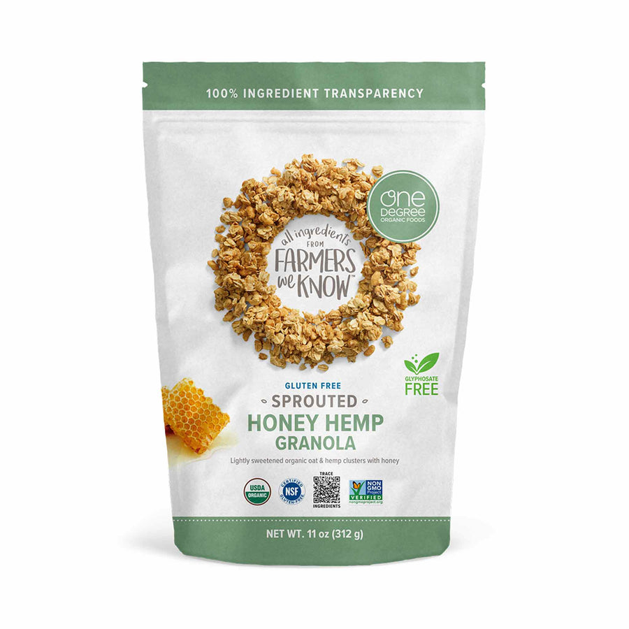 One Degree Sprouted Oat Granola - Honey Hemp, 312g