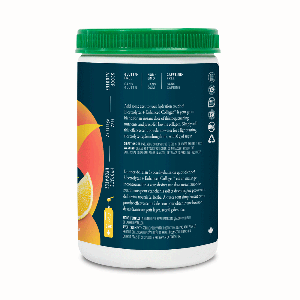Organika Effervescent Electrolytes + Enhanced Collagen - Zesty Lemon Berry, 360g