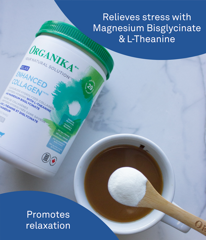 Organika Enhanced Collagen - Relax - Hydrolyzed Collagen With Magnesium Bisglycinate And L-Theanine, 250g