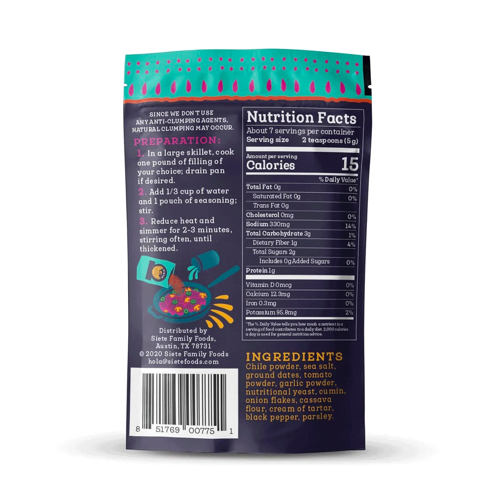 Siete Mild Taco Seasoning, 37g