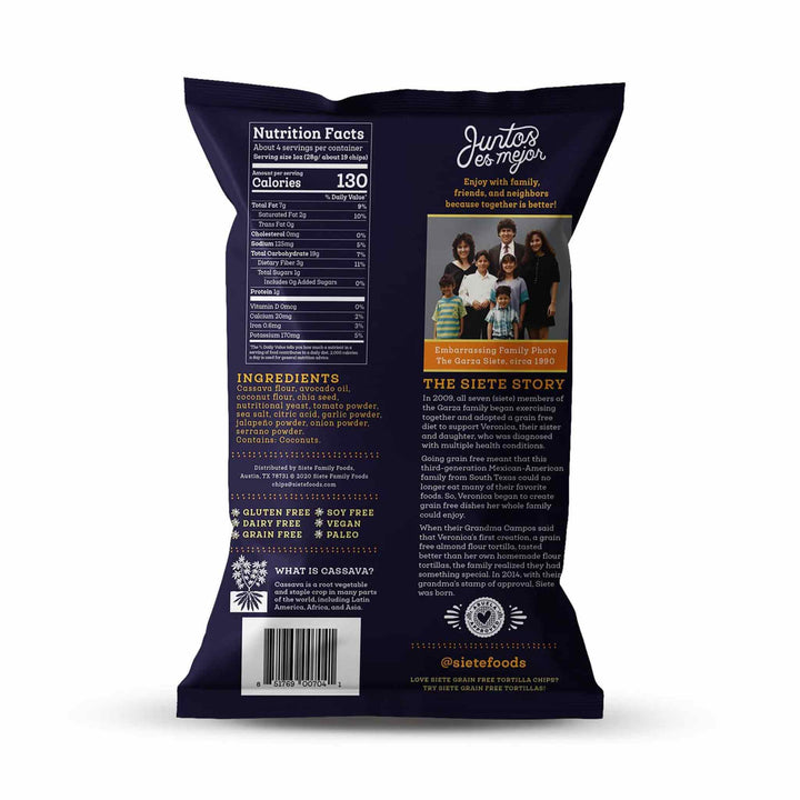 Siete Grain Free Tortilla Chips - Nacho, 142g