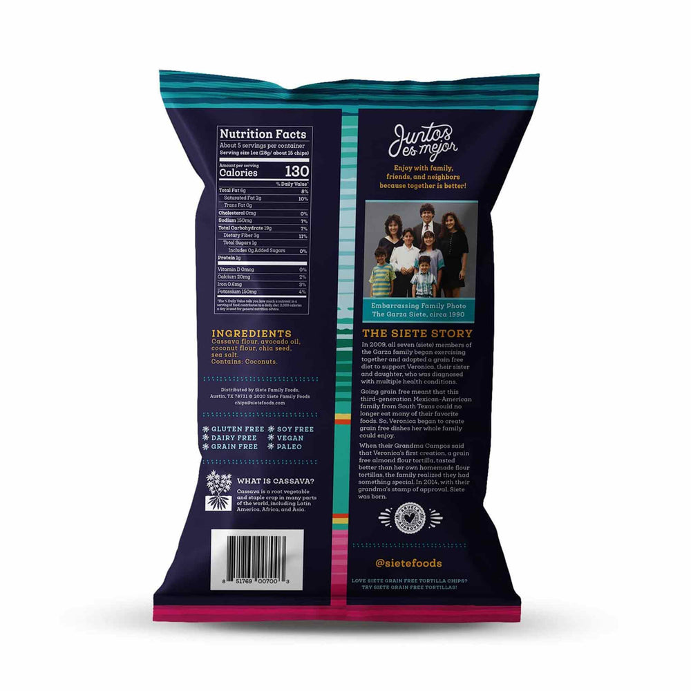 Siete Grain Free Tortilla Chips - Sea Salt, 142g