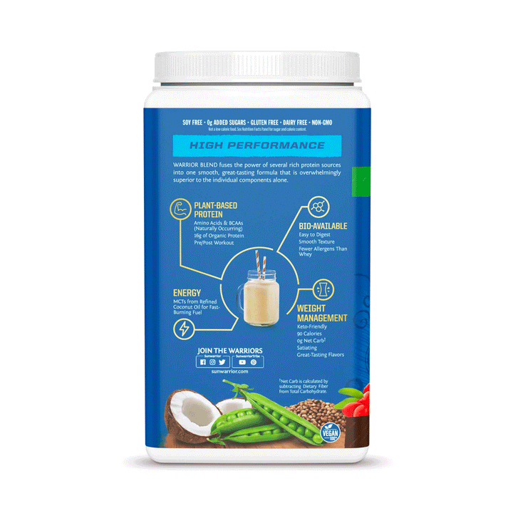 Sun Warrior Organic Warrior Blend Protein - Chocolate, 750g