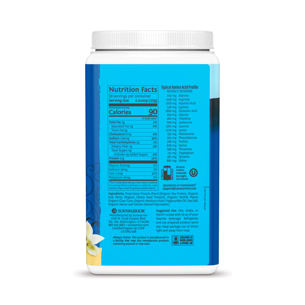 Sun Warrior Organic Warrior Blend Protein - Vanilla, 750g