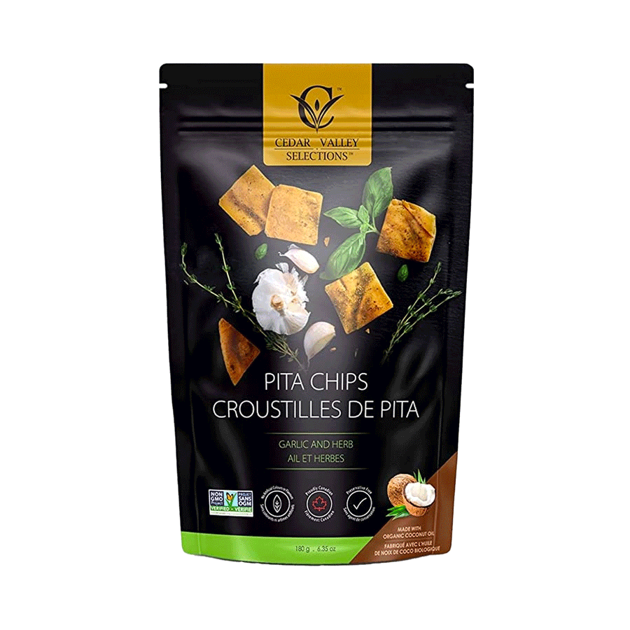 Cedar Valley Selections Garlic & Herb Pita Chips, 180g