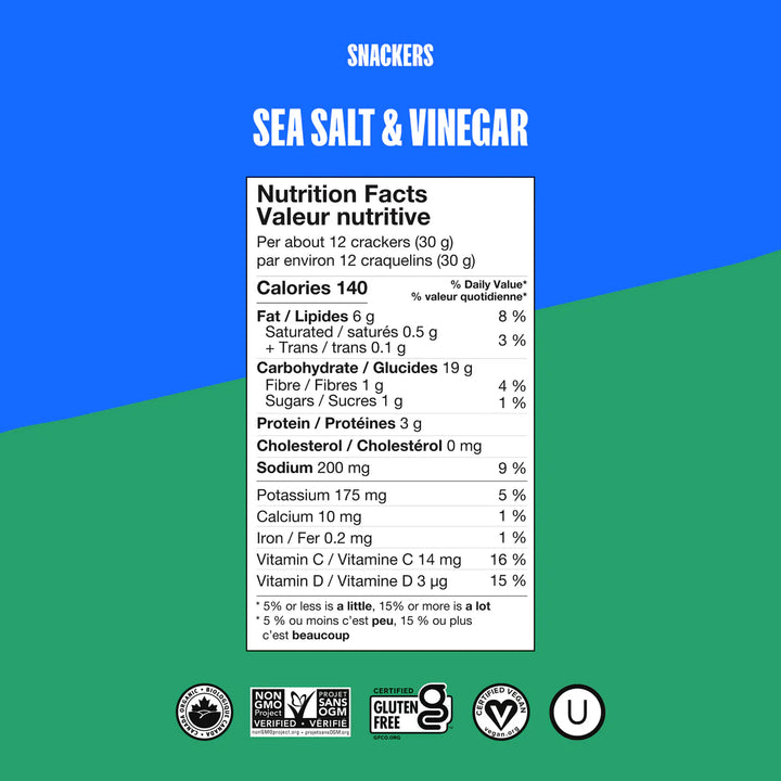 Made Good Organic Snackers Sweet Potato Crackers Sea Salt & Vinegar, 142g