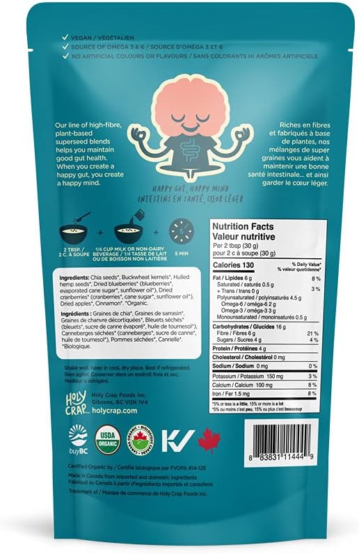 Holy Crap Organic Blueberry Apple Superseed Cereal Blend, 225g