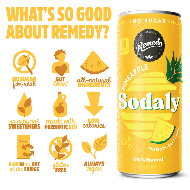 Remedy Sodaly Pineapple No Sugar, 4x355ml