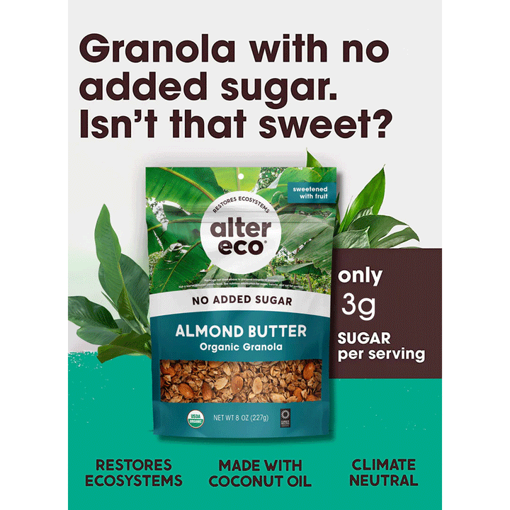 Alter Eco Almond Butter Organic Granola (No Sugar Added), 227g