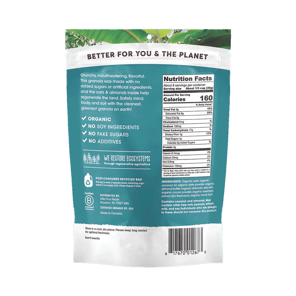 Alter Eco Almond Butter Organic Granola (No Sugar Added), 227g