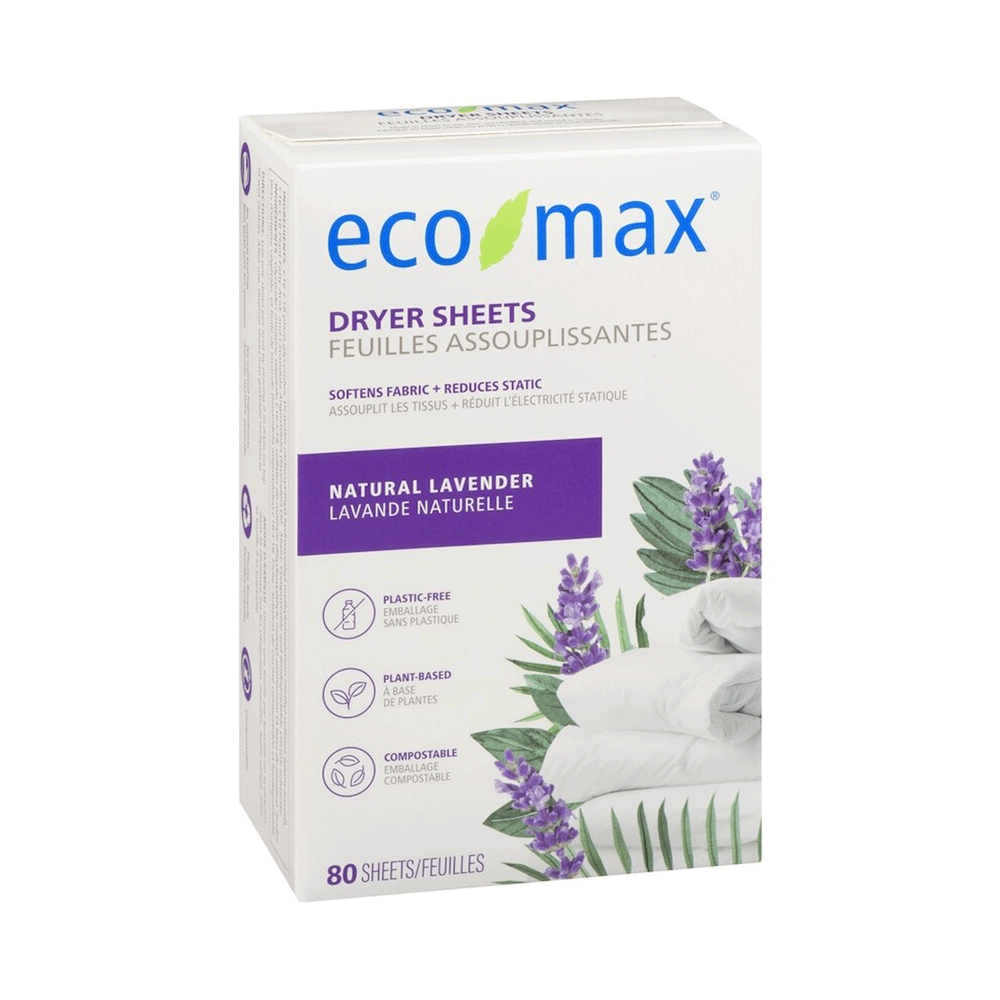 Eco-Max Natural Dryer Sheets - Lavender, 80ct