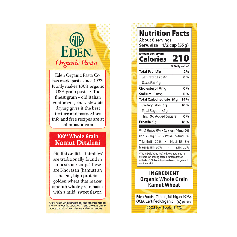 Eden Organic Kamut Ditalini, 396g