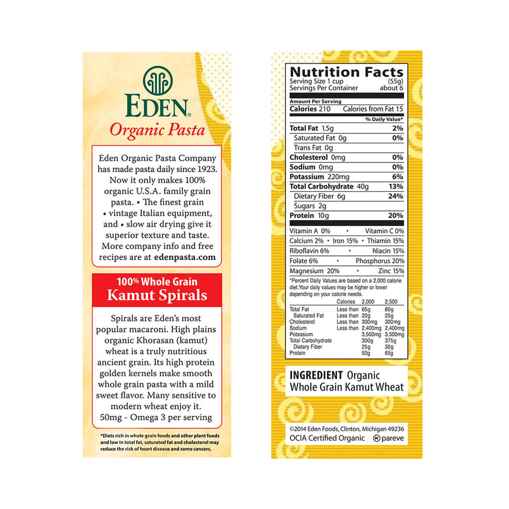 Eden Organic Kamut Spirals, 396g