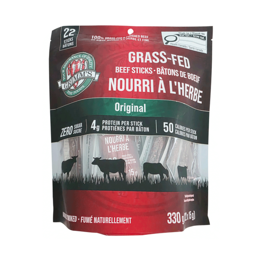 Grimm's Grass-Fed, Grass-Finished Beef Sticks, 22 x 15G Pkg