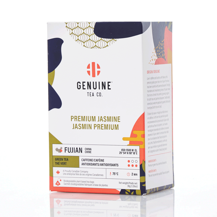 Genuine Tea Premium Jasmine Pyramid Tea, 15 bags