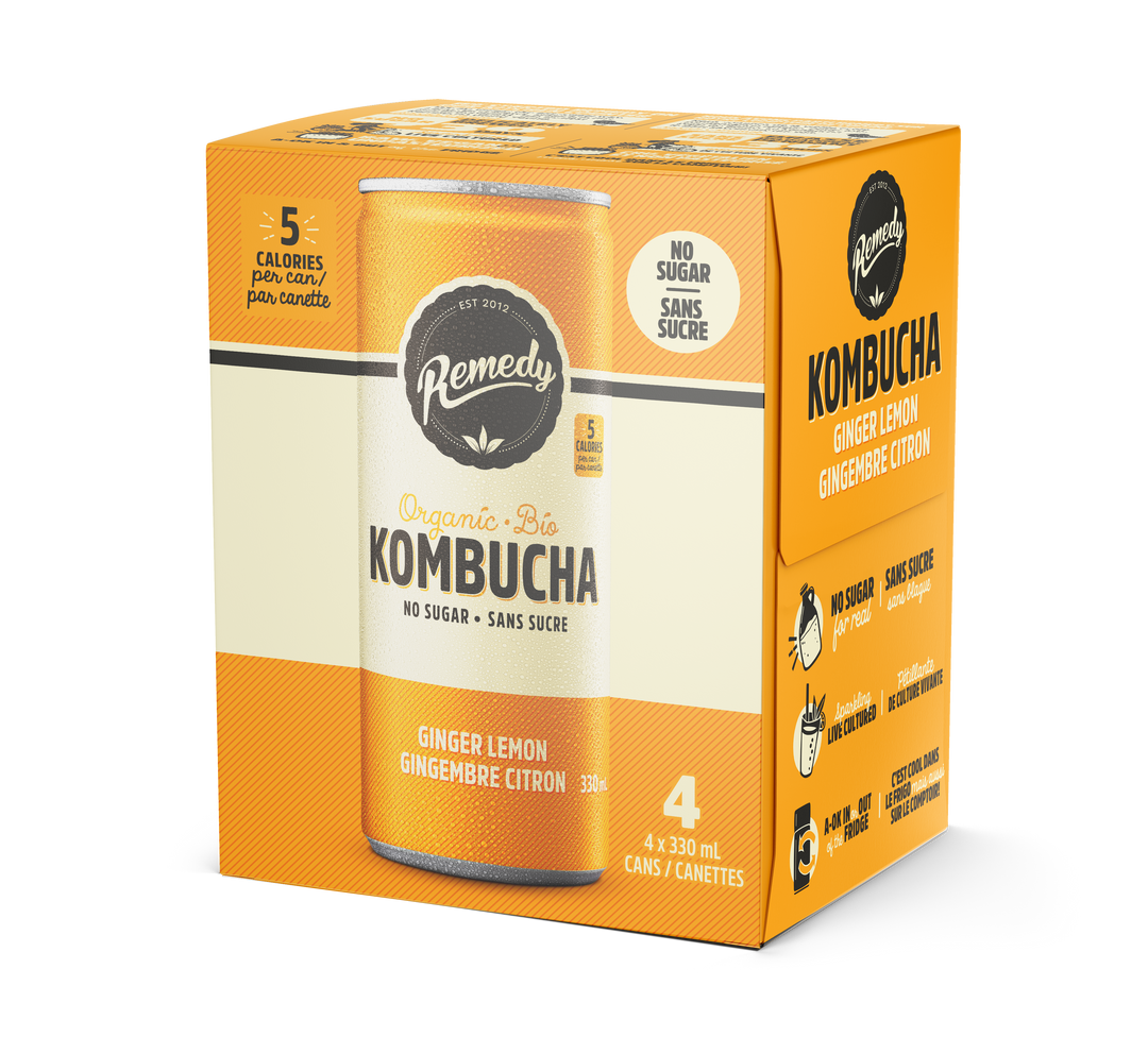 Remedy Organic Kombucha - Ginger Lemon, 4x330ml