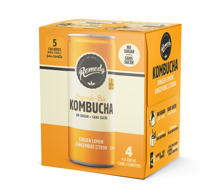 Remedy Organic Kombucha - Ginger Lemon, 4x330ml