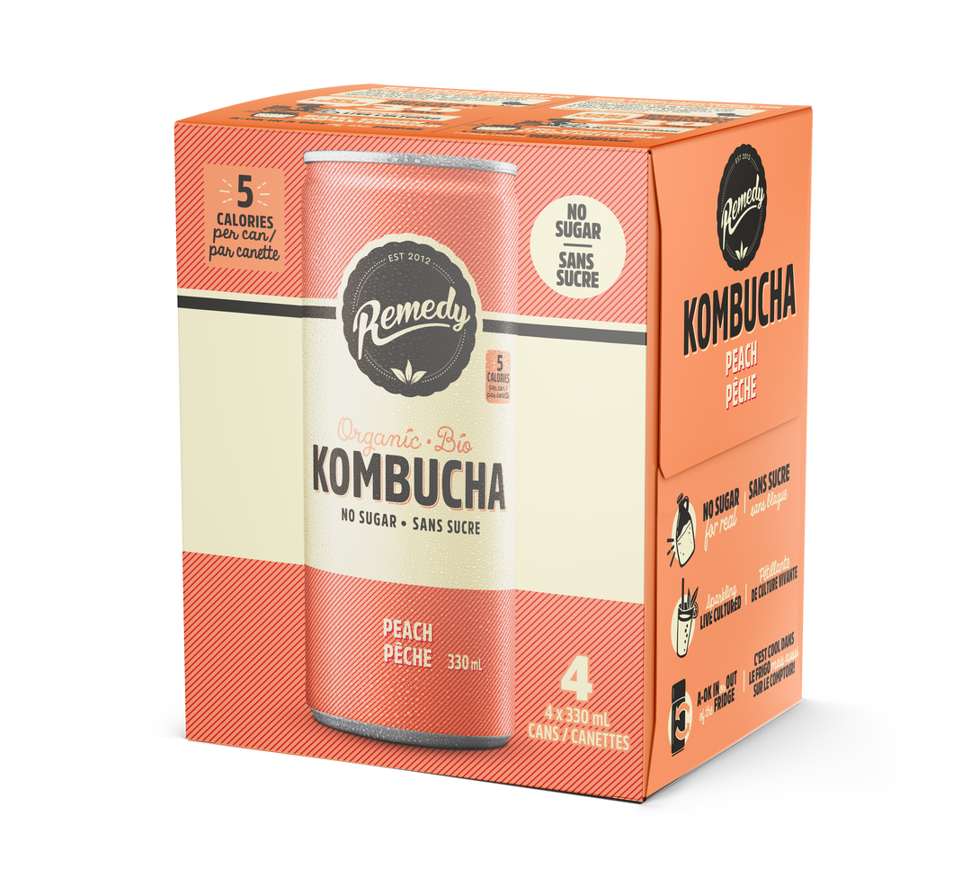 Remedy Organic Kombucha - Peach, 4x330ml